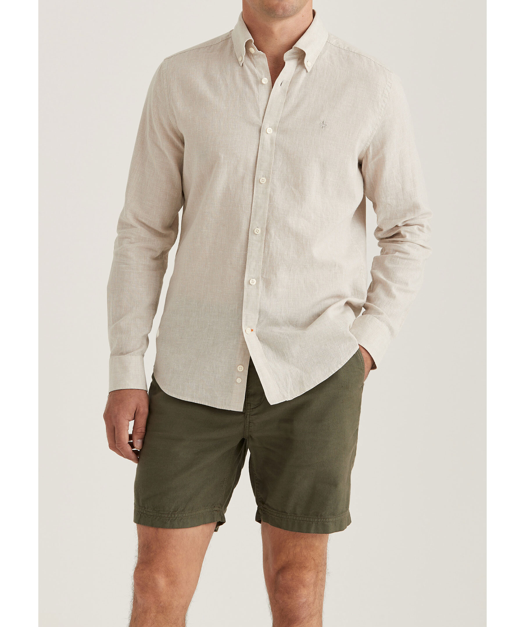 Linen microcheck shirt
